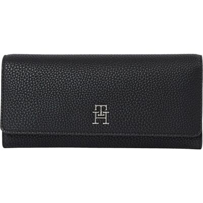 Tommy Hilfiger Damen, Portemonnaie, Damen Portemonnaie TH Emblem Large Flap Wallet Gross, Schwarz (Black), Einheitsgrösse, Schwarz Tommy Hilfiger Damen, Portemonnaie, Damen Portemonnaie TH Emblem Large Flap Wallet Gross, Schwarz (Black), Einheitsgrösse, Schwarz