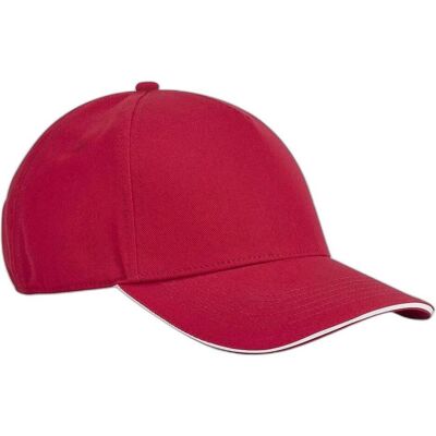 Beechfield, Unisex, Cap, EarthAware Classic Organic Cotton 5 Panel Cap - Sandwich Peak, Mehrfarbig, Weiss, Rot, (One Size) Beechfield, Unisex, Cap, EarthAware Classic Organic Cotton 5 Panel Cap - Sandwich Peak, Mehrfarbig, Weiss, Rot, (One Size)