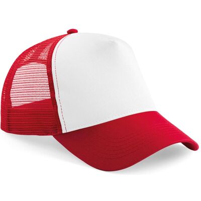 Beechfield, Jungen, Cap, Verstellbare Trucker-Cap Kinder, Weiss, Rot, (One Size) Beechfield, Jungen, Cap, Verstellbare Trucker-Cap Kinder, Weiss, Rot, (One Size)