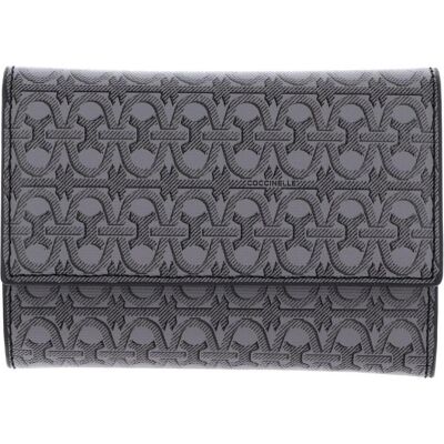 Coccinelle Damen, Portemonnaie, Metallic Coated Monogram Wallet, Grau Coccinelle Damen, Portemonnaie, Metallic Coated Monogram Wallet, Grau