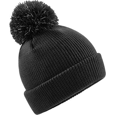 Beechfield, Jungen, Mütze, Junior Reflective Bobble Beanie, Schwarz, (One Size) Beechfield, Jungen, Mütze, Junior Reflective Bobble Beanie, Schwarz, (One Size)