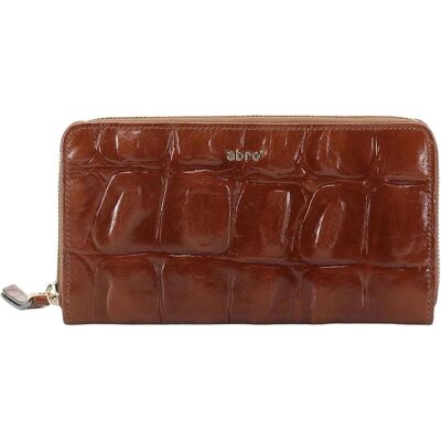 Abro, Damen, Portemonnaie, Leather Maxi Cocco Zip Wallet, Braun Abro, Damen, Portemonnaie, Leather Maxi Cocco Zip Wallet, Braun