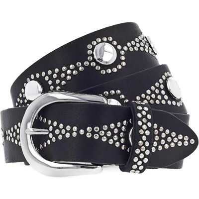 B.Belt, Damen, Gürtel, Nietengürtel, Schwarz, (75) B.Belt, Damen, Gürtel, Nietengürtel, Schwarz, (75)