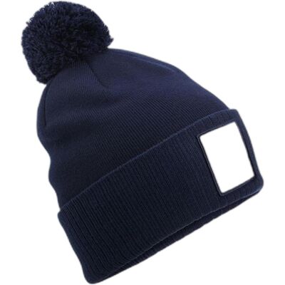 Beechfield, Unisex, Mütze, Appliqué Patch Pom Beanie, Blau, Weiss Beechfield, Unisex, Mütze, Appliqué Patch Pom Beanie, Blau, Weiss