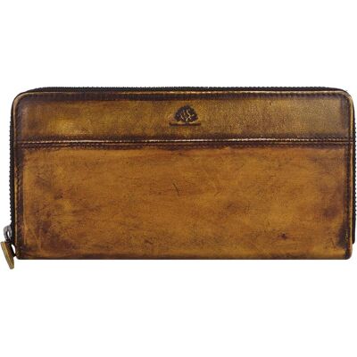 Greenburry, Damen, Portemonnaie, Destressed Geldbörse RFID Schutz Leder 19 cm, Gelb Greenburry, Damen, Portemonnaie, Destressed Geldbörse RFID Schutz Leder 19 cm, Gelb