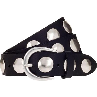 B.Belt, Damen, Gürtel, Luna Silver Leather Belt, Schwarz B.Belt, Damen, Gürtel, Luna Silver Leather Belt, Schwarz