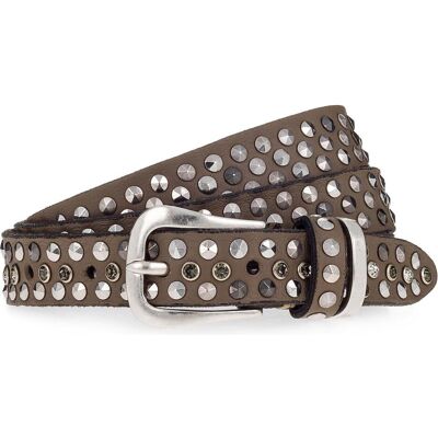 B.Belt, Damen, Gürtel, Nietengürtel Leder, Beige B.Belt, Damen, Gürtel, Nietengürtel Leder, Beige