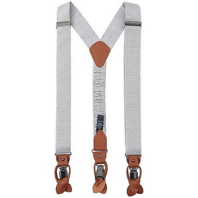 Seidenfalter, Herren, Gürtel, Hosenträger Set Knopf-Clips, Grau, Silber Seidenfalter, Herren, Gürtel, Hosenträger Set Knopf-Clips, Grau, Silber