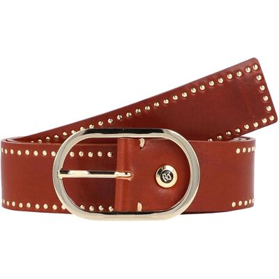 B.Belt, Damen, Gürtel, Fiesta Nietengürtel Leder, Braun, (90) B.Belt, Damen, Gürtel, Fiesta Nietengürtel Leder, Braun, (90)