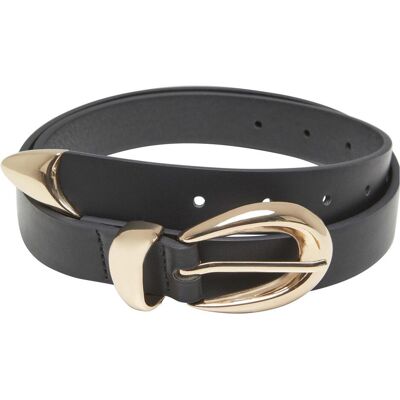 Urban Classics, Damen, Gürtel, Chunky Buckle Loop Synthetic Leather Belt black/gold L/XL, Gold, Schwarz, (L, XL) Urban Classics, Damen, Gürtel, Chunky Buckle Loop Synthetic Leather Belt black/gold L/XL, Gold, Schwarz, (L, XL)