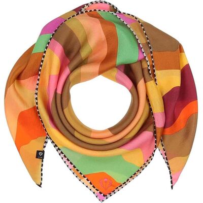 Fraas, Damen, Schal, Silk Crepe Scarf In Wave-Design, Orange, Grün, Pink, Gelb, Mehrfarbig Fraas, Damen, Schal, Silk Crepe Scarf In Wave-Design, Orange, Grün, Pink, Gelb, Mehrfarbig