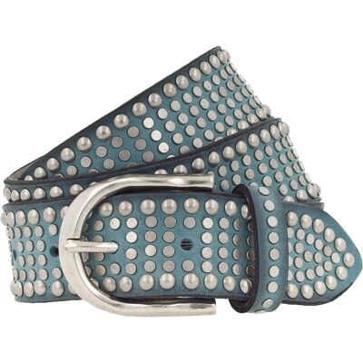 B.Belt, Damen, Gürtel, Riva Nietengürtel Leder, Blau, (90) B.Belt, Damen, Gürtel, Riva Nietengürtel Leder, Blau, (90)