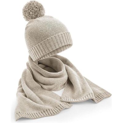 Beechfield, Unisex, Mütze, Knitted Scarf and Beanie Gift Set, Beige, (One Size) Beechfield, Unisex, Mütze, Knitted Scarf and Beanie Gift Set, Beige, (One Size)