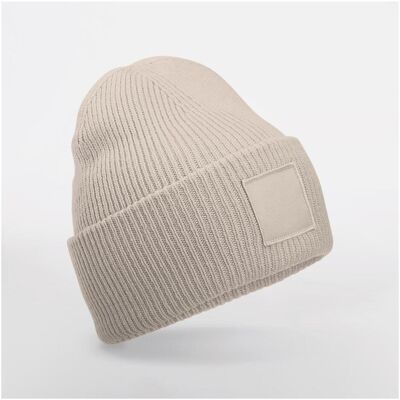 Beechfield, Unisex, Mütze, Wollmütze mit breitem Umschlag und tonalem Patch, Beige, (One Size) Beechfield, Unisex, Mütze, Wollmütze mit breitem Umschlag und tonalem Patch, Beige, (One Size)