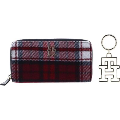 Tommy Hilfiger Damen, Portemonnaie, SPWW Giftpack Large Zip Around With Logo Charm, Blau, Mehrfarbig, Weiss, Rot Tommy Hilfiger Damen, Portemonnaie, SPWW Giftpack Large Zip Around With Logo Charm, Blau, Mehrfarbig, Weiss, Rot