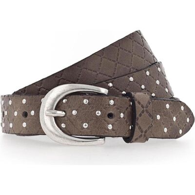 B.Belt, Damen, Gürtel, Lilou Nietengürtel Leder, Braun, Grau, (85) B.Belt, Damen, Gürtel, Lilou Nietengürtel Leder, Braun, Grau, (85)