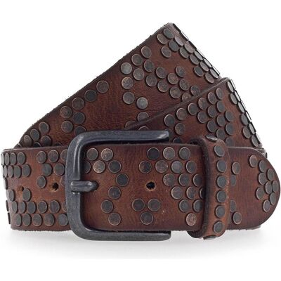 B.Belt, Unisex, Gürtel, Nietengürtel Leder, Braun, (90) B.Belt, Unisex, Gürtel, Nietengürtel Leder, Braun, (90)