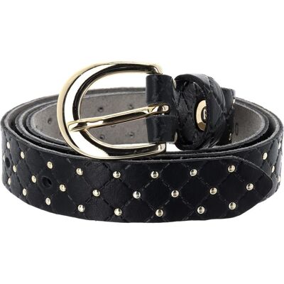 B.Belt, Damen, Gürtel, Lilou Gold Leder-Nietengürtel, Schwarz, Gold, (80) B.Belt, Damen, Gürtel, Lilou Gold Leder-Nietengürtel, Schwarz, Gold, (80)