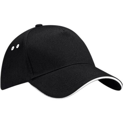 Beechfield, Herren, Cap, Ultimate 5 Panel Cap - Sandwich Peak, Weiss, Mehrfarbig, Schwarz, (One Size) Beechfield, Herren, Cap, Ultimate 5 Panel Cap - Sandwich Peak, Weiss, Mehrfarbig, Schwarz, (One Size)