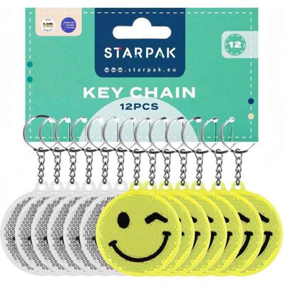 Starpak, Unisex, Schlüsselanhänger, Reflektierender Emot-Schlüsselanhänger (Display - 12 Stück), Silber, Gelb Starpak, Unisex, Schlüsselanhänger, Reflektierender Emot-Schlüsselanhänger (Display - 12 Stück), Silber, Gelb