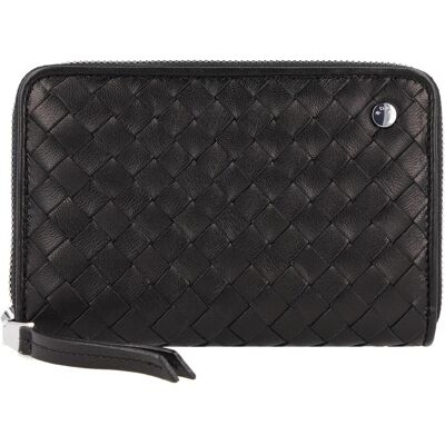 Abro, Damen, Portemonnaie, Piuma Geldbörse Leder 15 cm, Schwarz Abro, Damen, Portemonnaie, Piuma Geldbörse Leder 15 cm, Schwarz