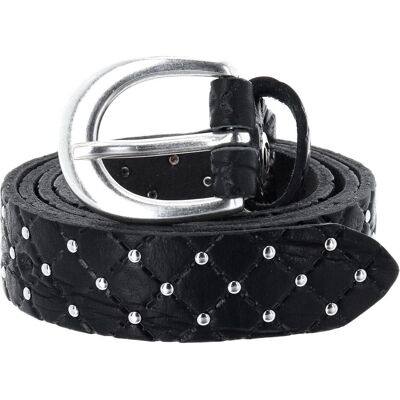 B.Belt, Damen, Gürtel, Lilou Silver Leder-Nietengürtel, Schwarz B.Belt, Damen, Gürtel, Lilou Silver Leder-Nietengürtel, Schwarz