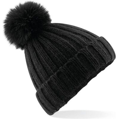 Beechfield, Unisex, Mütze, Verbier Faux Fur Pop Pom Chunky Beanie, Schwarz, (One Size) Beechfield, Unisex, Mütze, Verbier Faux Fur Pop Pom Chunky Beanie, Schwarz, (One Size)