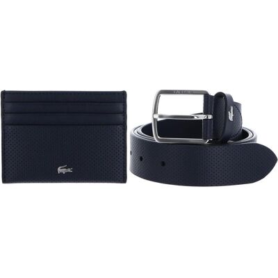 Lacoste, Herren, Gürtel, Elegance Punch Cardholder + Belt Box, Blau Lacoste, Herren, Gürtel, Elegance Punch Cardholder + Belt Box, Blau