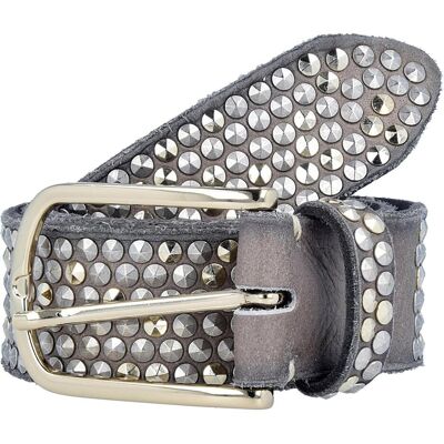 B.Belt, Damen, Gürtel, Nietengürtel Leder, Grau, (85) B.Belt, Damen, Gürtel, Nietengürtel Leder, Grau, (85)