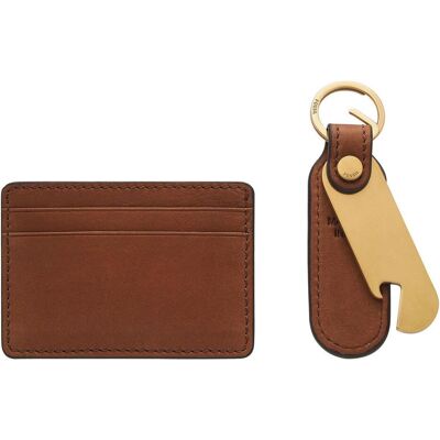 Fossil Unisex, Portemonnaie, Steven Card Case and Keyfob Bottle Opener Gift Set, Braun Fossil Unisex, Portemonnaie, Steven Card Case and Keyfob Bottle Opener Gift Set, Braun