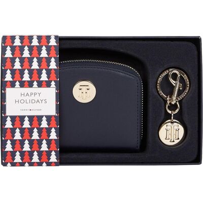 Tommy Hilfiger Damen, Portemonnaie, TH Chic Med Wallet and Charm GP Space Blue, Blau Tommy Hilfiger Damen, Portemonnaie, TH Chic Med Wallet and Charm GP Space Blue, Blau