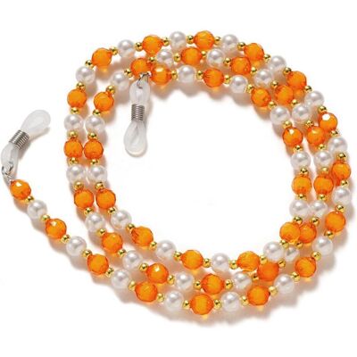 Hurtel, Damen, Brillenkette, Eine Kette für Gläser, Perlen, ein orangefarbener Anhänger, Orange Hurtel, Damen, Brillenkette, Eine Kette für Gläser, Perlen, ein orangefarbener Anhänger, Orange
