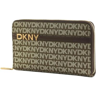 DKNY, Damen, Portemonnaie, Avril Zip Around Wallet, Braun, Beige DKNY, Damen, Portemonnaie, Avril Zip Around Wallet, Braun, Beige