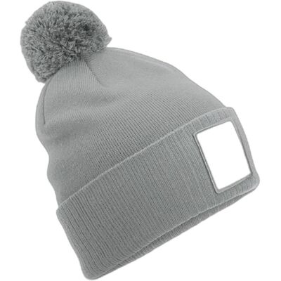 Beechfield, Unisex, Mütze, Appliqué Patch Pom Beanie, Weiss, Grau Beechfield, Unisex, Mütze, Appliqué Patch Pom Beanie, Weiss, Grau