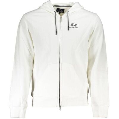 La Martina, Herren, Pullover, Weisser Baumwollpullover für Männer mit Kapuze und Reissverschlusstaschen, Weiss, (XXL) La Martina, Herren, Pullover, Weisser Baumwollpullover für Männer mit Kapuze und Reissverschlusstaschen, Weiss, (XXL)