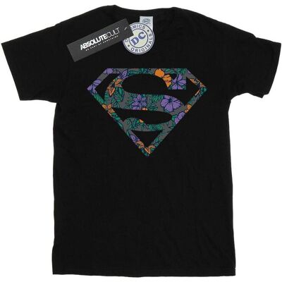Dc Comics, Herren, Shirts, Superman Floral Logo 1 TShirt, Schwarz, (M) Dc Comics, Herren, Shirts, Superman Floral Logo 1 TShirt, Schwarz, (M)