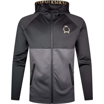 Siksilk, Herren, Pullover, Sweatjacke Full Zip Hoodie, Grau, Schwarz, (M) Siksilk, Herren, Pullover, Sweatjacke Full Zip Hoodie, Grau, Schwarz, (M)