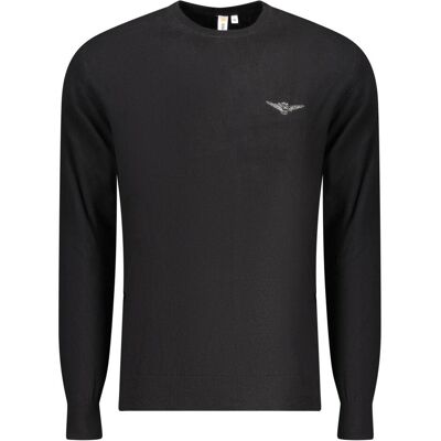 Accademia Militare, Herren, Pullover, Schwarzer Baumwollpullover, Schwarz, (L) Accademia Militare, Herren, Pullover, Schwarzer Baumwollpullover, Schwarz, (L)
