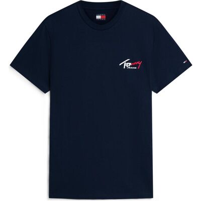 Tommy Jeans, Herren, Shirts, Tjm Slim Sign Chest Ss Tee Ext, Blau, (L) Tommy Jeans, Herren, Shirts, Tjm Slim Sign Chest Ss Tee Ext, Blau, (L)