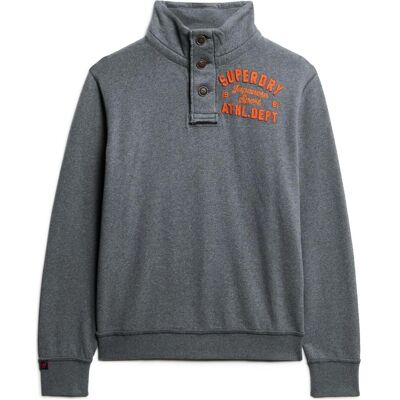 Superdry, Herren, Pullover, Vintage Athletic Sweatshirt mit halber Knopfleiste, Grau, (S) Superdry, Herren, Pullover, Vintage Athletic Sweatshirt mit halber Knopfleiste, Grau, (S)