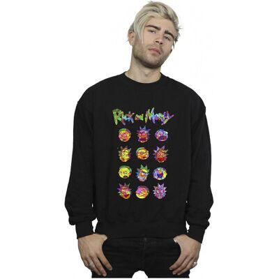 Rick And Morty, Herren, Pullover, Tie Dye Faces Sweatshirt, Schwarz, (M) Rick And Morty, Herren, Pullover, Tie Dye Faces Sweatshirt, Schwarz, (M)