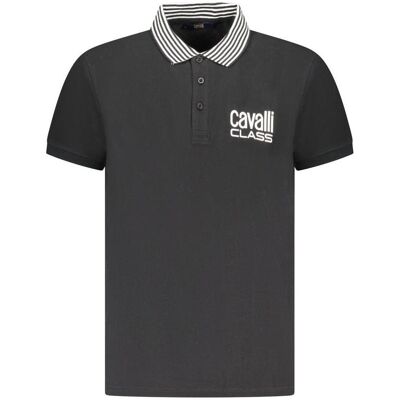 Cavalli Class, Herren, Shirts, Black Cotton Men Polo Shirt, Schwarz, (M) Cavalli Class, Herren, Shirts, Black Cotton Men Polo Shirt, Schwarz, (M)