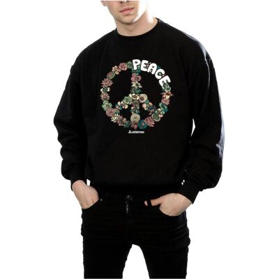 Woodstock, Herren, Pullover, Floral Peace Sweatshirt, Schwarz, (L) Woodstock, Herren, Pullover, Floral Peace Sweatshirt, Schwarz, (L)