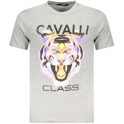 Cavalli Class, Herren, Shirts, Grigio Cotton Men T-Shirt, Grau, (XXL) Cavalli Class, Herren, Shirts, Grigio Cotton Men T-Shirt, Grau, (XXL)