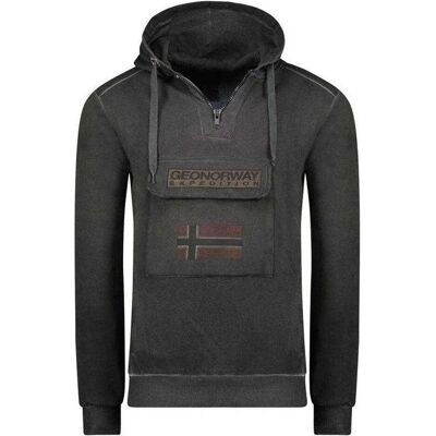 Geographical Norway, Herren, Pullover, Gymclass – Sweatshirt mit Batik-Aufnäher, Schwarz, (S) Geographical Norway, Herren, Pullover, Gymclass – Sweatshirt mit Batik-Aufnäher, Schwarz, (S)