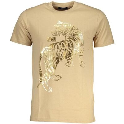 Cavalli Class, Herren, Shirts, Beige Cotton Men T-Shirt, Beige, (XL) Cavalli Class, Herren, Shirts, Beige Cotton Men T-Shirt, Beige, (XL)