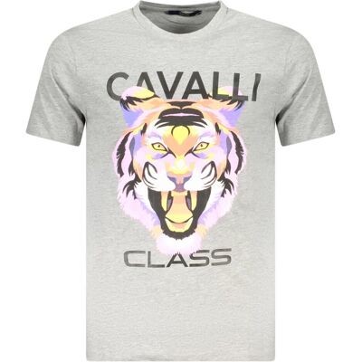 Cavalli Class, Herren, Shirts, Grigio Cotton Men T-Shirt, Grau, (L) Cavalli Class, Herren, Shirts, Grigio Cotton Men T-Shirt, Grau, (L)