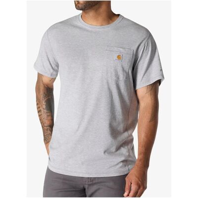 Carhartt, Herren, Shirts, Force Mid Pocket Heather Grey T-Shirt, Grau, (L) Carhartt, Herren, Shirts, Force Mid Pocket Heather Grey T-Shirt, Grau, (L)