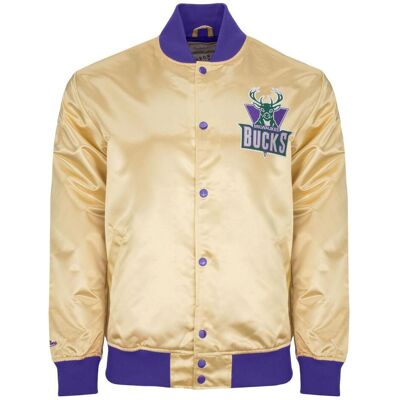 Mitchell & Ness, Herren, Leichte Jacken, M&N Lightweight Satin Jacke - Milwaukee Bucks gold - M, Gold, (M) Mitchell & Ness, Herren, Leichte Jacken, M&N Lightweight Satin Jacke - Milwaukee Bucks gold - M, Gold, (M)
