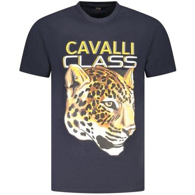 Cavalli Class, Herren, Shirts, Blu Cotton Men T-Shirt, Blau, (L) Cavalli Class, Herren, Shirts, Blu Cotton Men T-Shirt, Blau, (L)